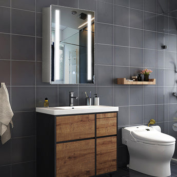 50CM Wide Wall Mounted Bathroom Mirror Cabinet with Internal Shelves and LED Lights