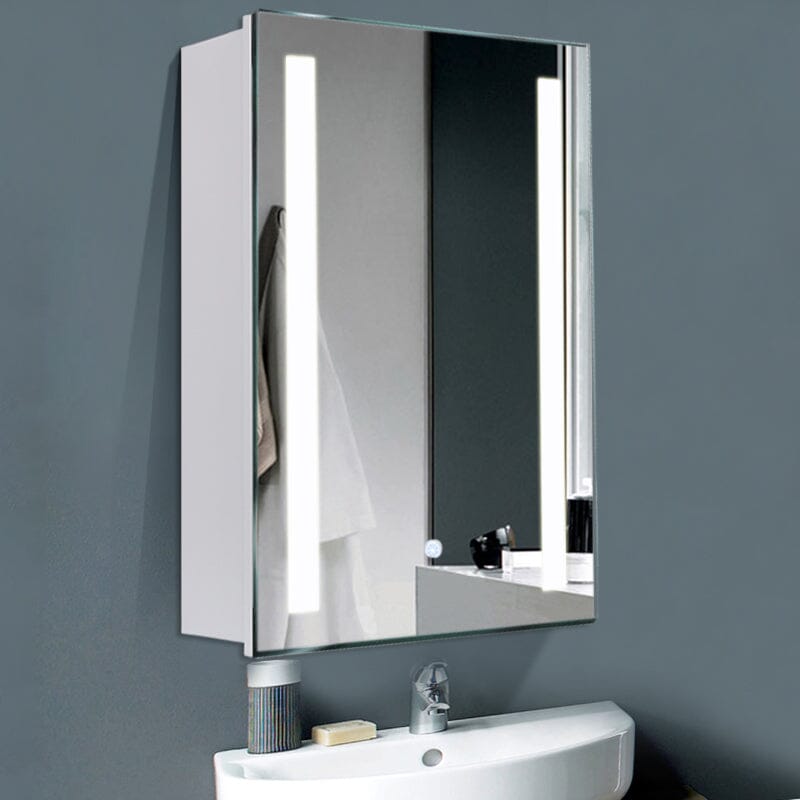80cm Height LED Bathroom Mirror Cabinet with Shelves Socket Bathroom Mirror Cabinets Living and Home