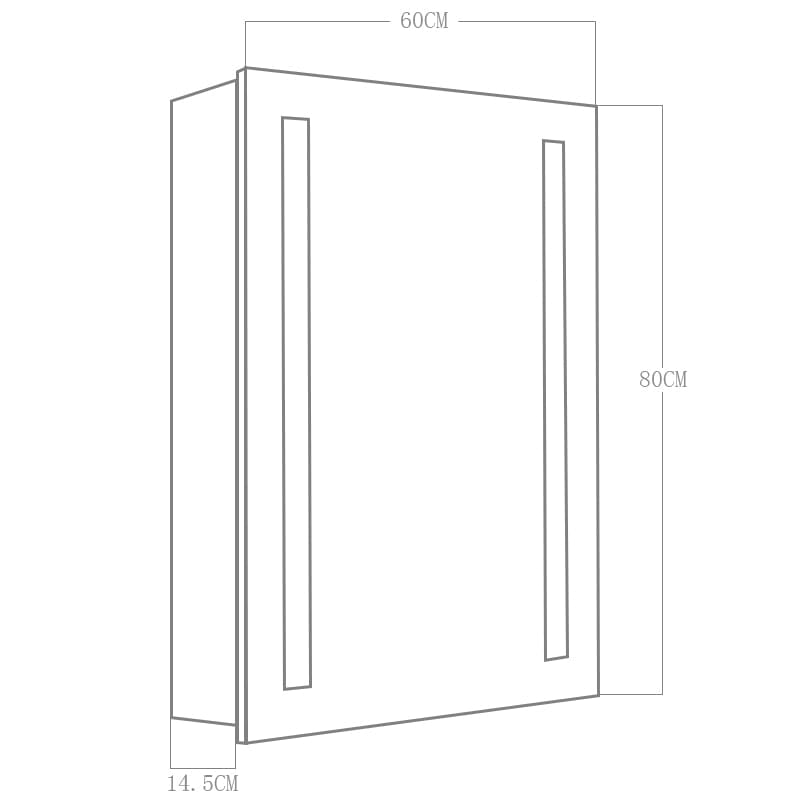 80cm Height LED Bathroom Mirror Cabinet with Shelves Socket Bathroom Mirror Cabinets Living and Home