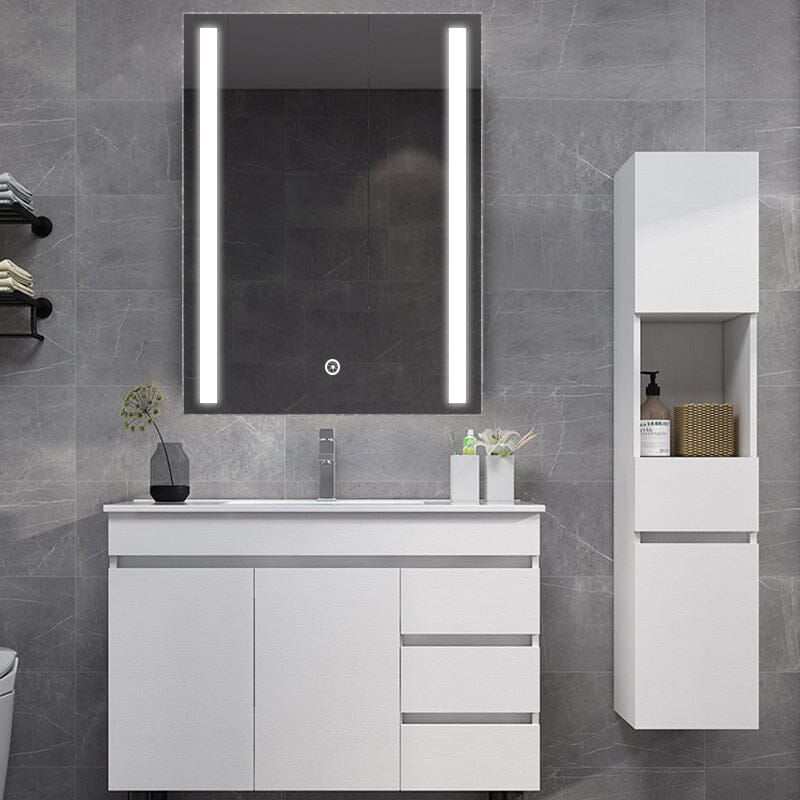 80cm Height LED Bathroom Mirror Cabinet with Shelves Socket Bathroom Mirror Cabinets Living and Home