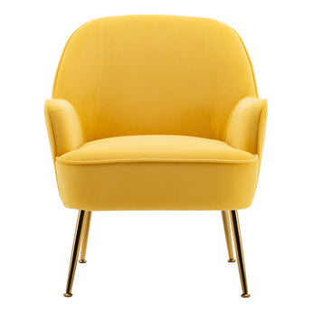 Velvet Upholstered Armchair with Golden Legs
