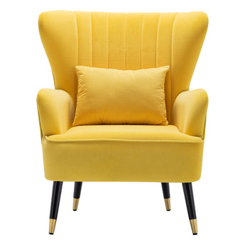 Tufted Velvet Upholstered Armchair with Metallic Legs