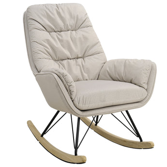 PU Leather/Velvet Upholstered Nursery Rocking Chair