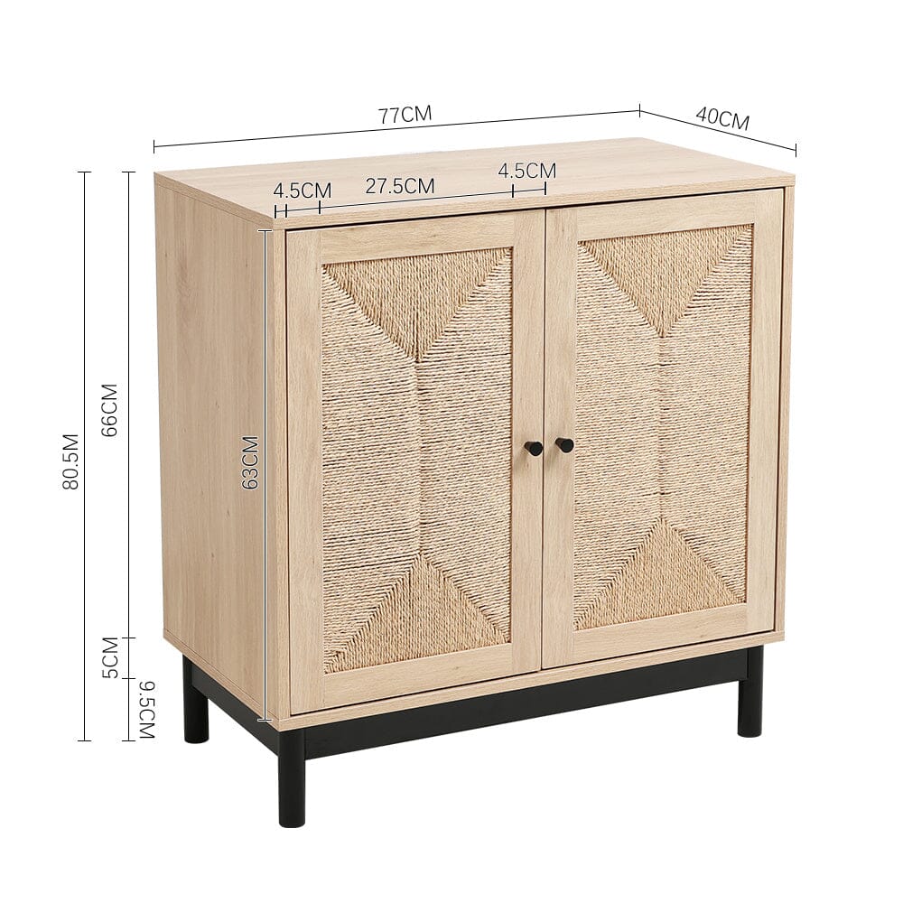 2ft Rustic Wooden Sideboard with Woven Doors Cabinets Living and Home
