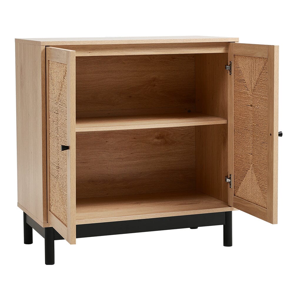 2ft Rustic Wooden Sideboard with Woven Doors Cabinets Living and Home