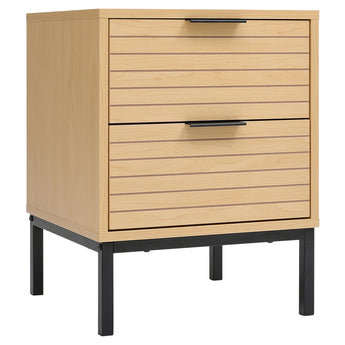 40CM Wide Wooden Nightstand with 2 Drawers
