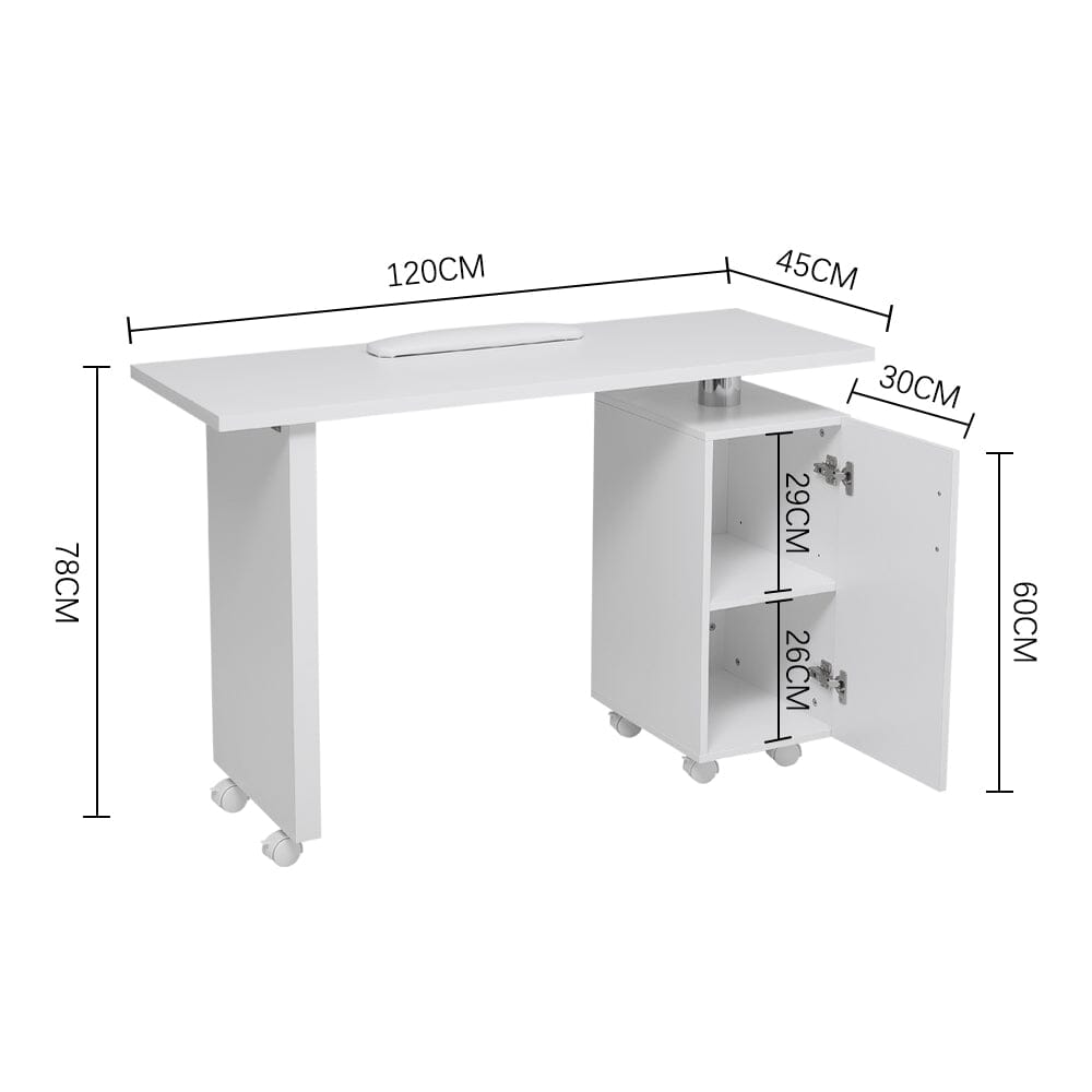 120cm White Manicure Table Salon Station with Storage Dressing Tables Living and Home