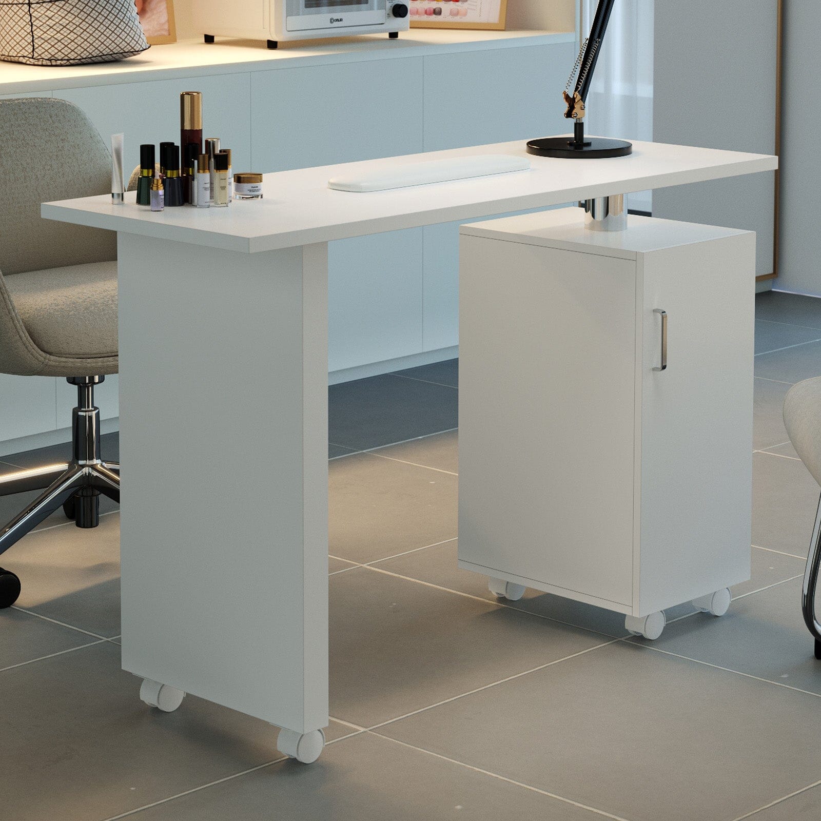 120cm White Manicure Table Salon Station with Storage Dressing Tables Living and Home