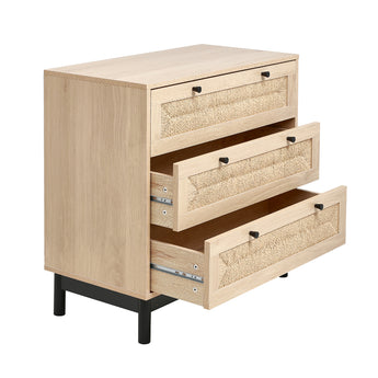 Woven Sideboard Storage Cabinet with 3 Drawers