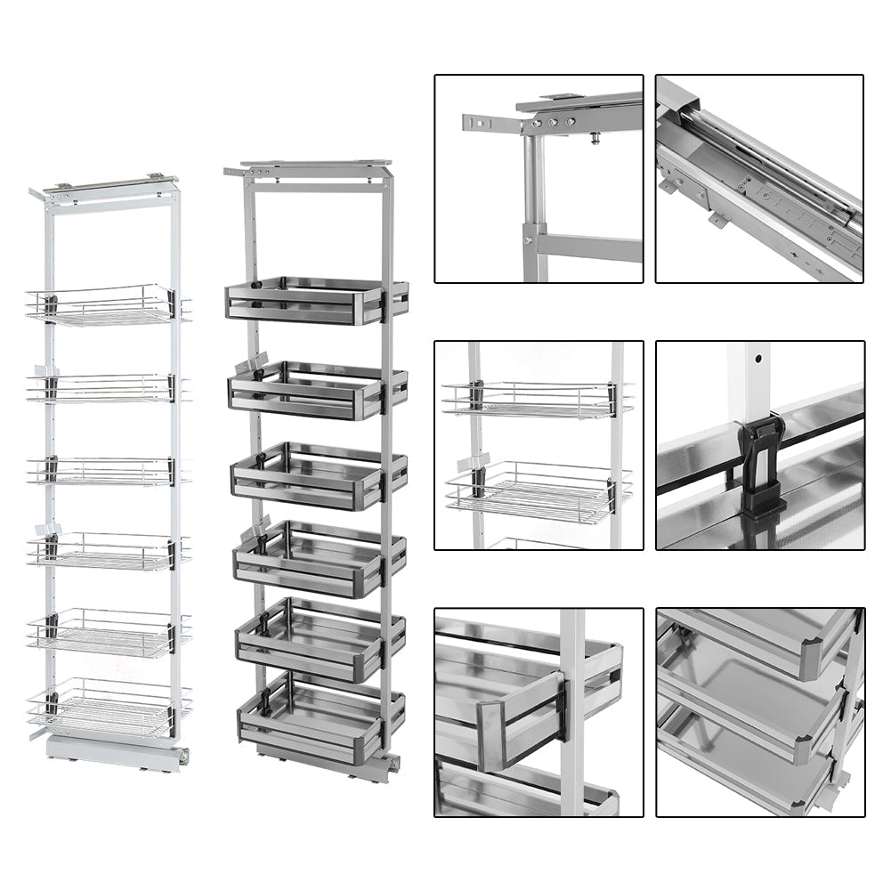 6-Tier Metal Kitchen Cabinet Basket Shelf Tall Pull-out Basket Shelves Kitchen Shelves Living and Home