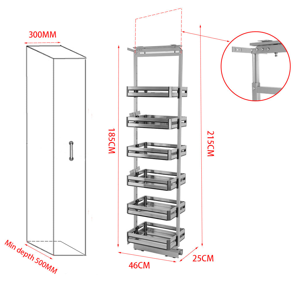 6-Tier Metal Kitchen Cabinet Basket Shelf Tall Pull-out Basket Shelves Kitchen Shelves Living and Home