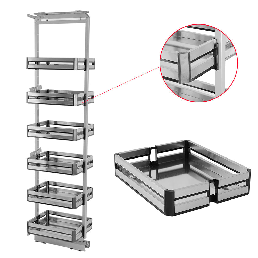 6-Tier Metal Kitchen Cabinet Basket Shelf Tall Pull-out Basket Shelves Kitchen Shelves Living and Home