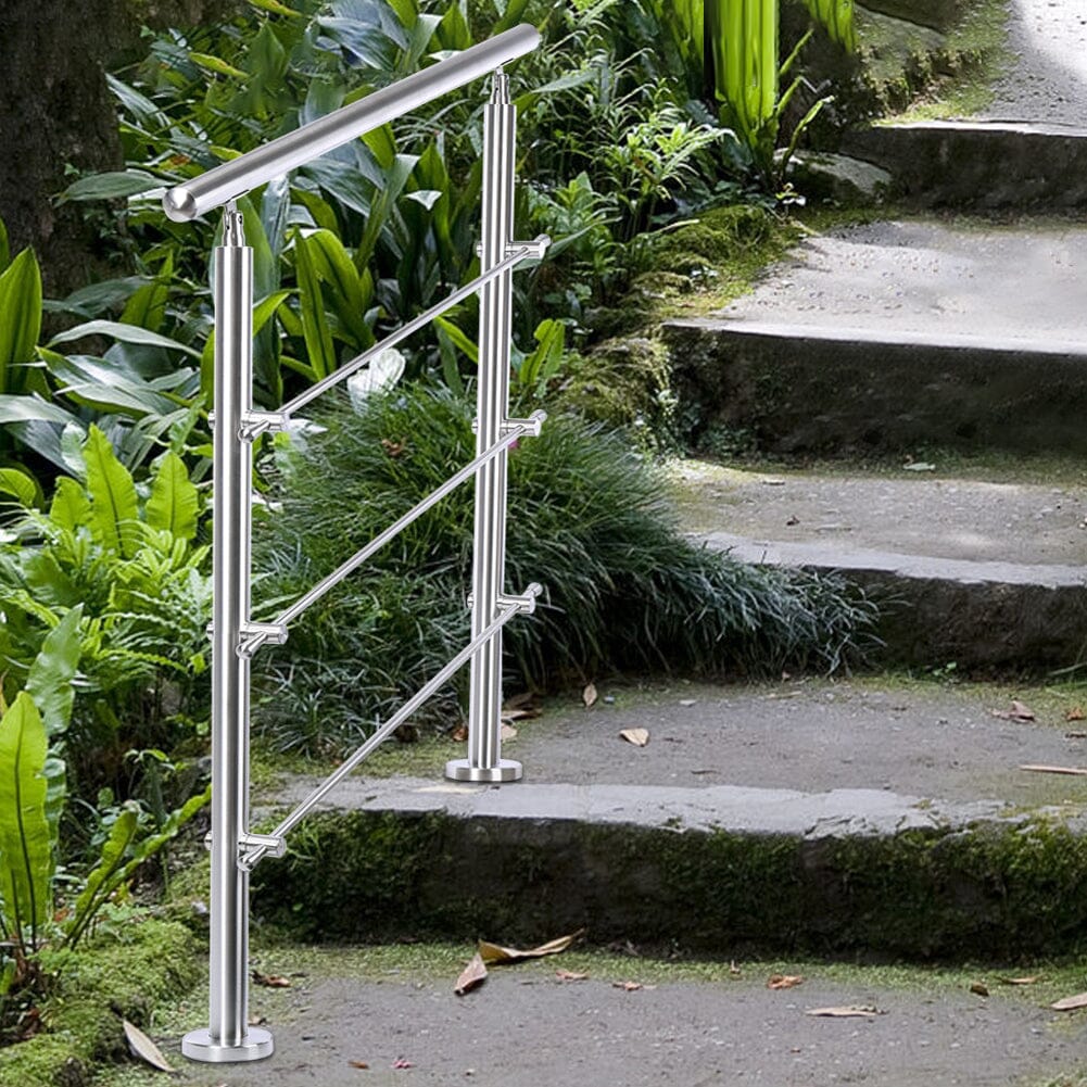 Silver Floor Mount Stainless Steel Handrail for Slopes and Stairs Living and Home