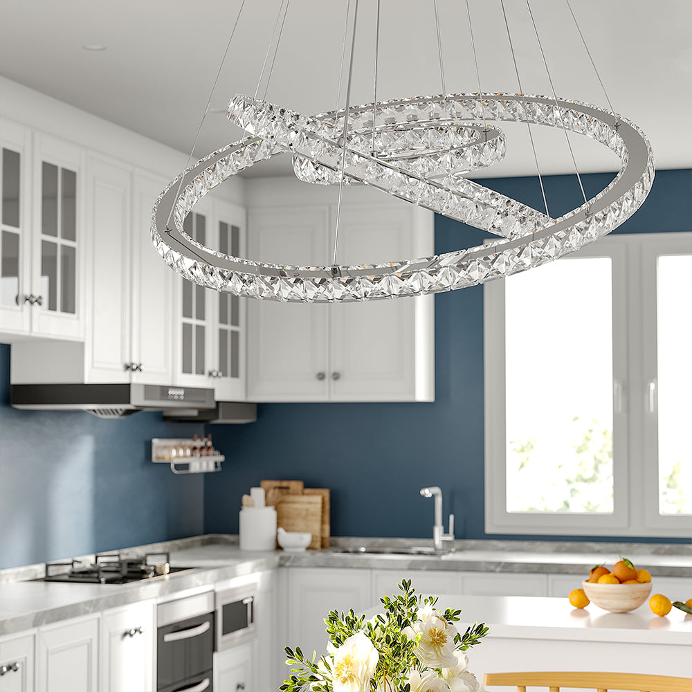 Pendant White LED Crystal Chandelier 2/3 Ring Design Ceiling Light Lighting Lamp-Non-Dimmable Pendants Living and Home