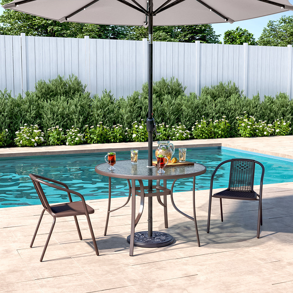 Garden Ripple Round Table With Umbrella Hole Or 2/4/6 Stacking Chairs Garden Dining Sets