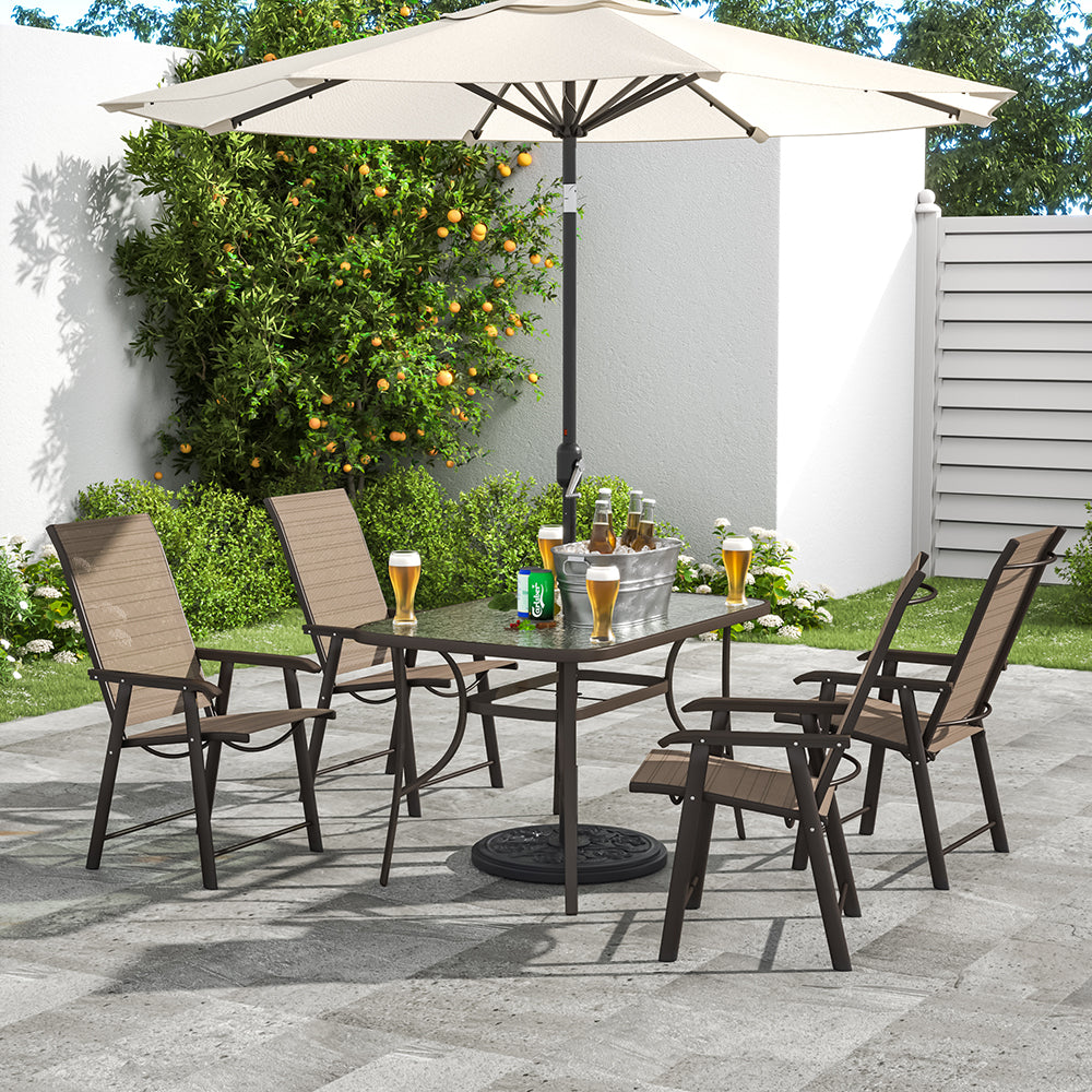 Garden Rectangular Ripple Glass Table and Folding Chairs Garden Dining Sets Living and Home