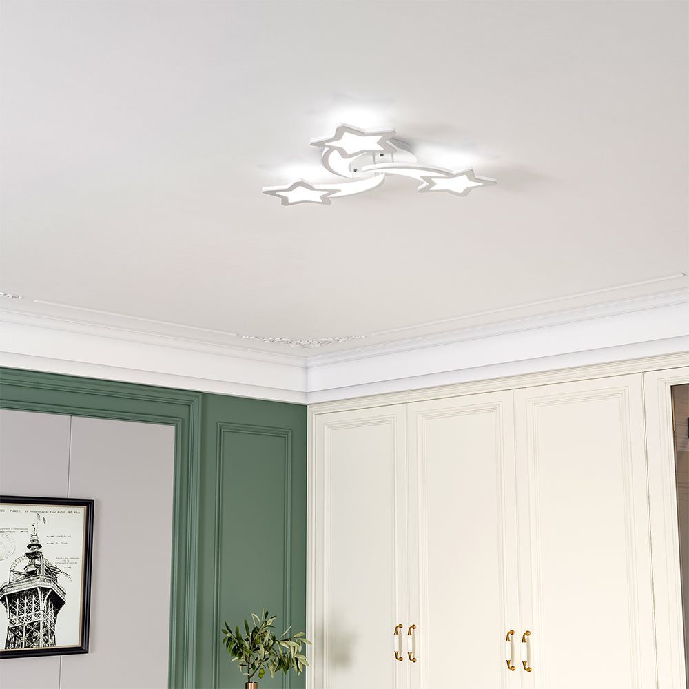 Modern LED Ceiling Light with Star Lampshades Ceiling Lights Living and Home W 60 x L 60 x H 6.5 cm Non-Dimmable (White Glow)