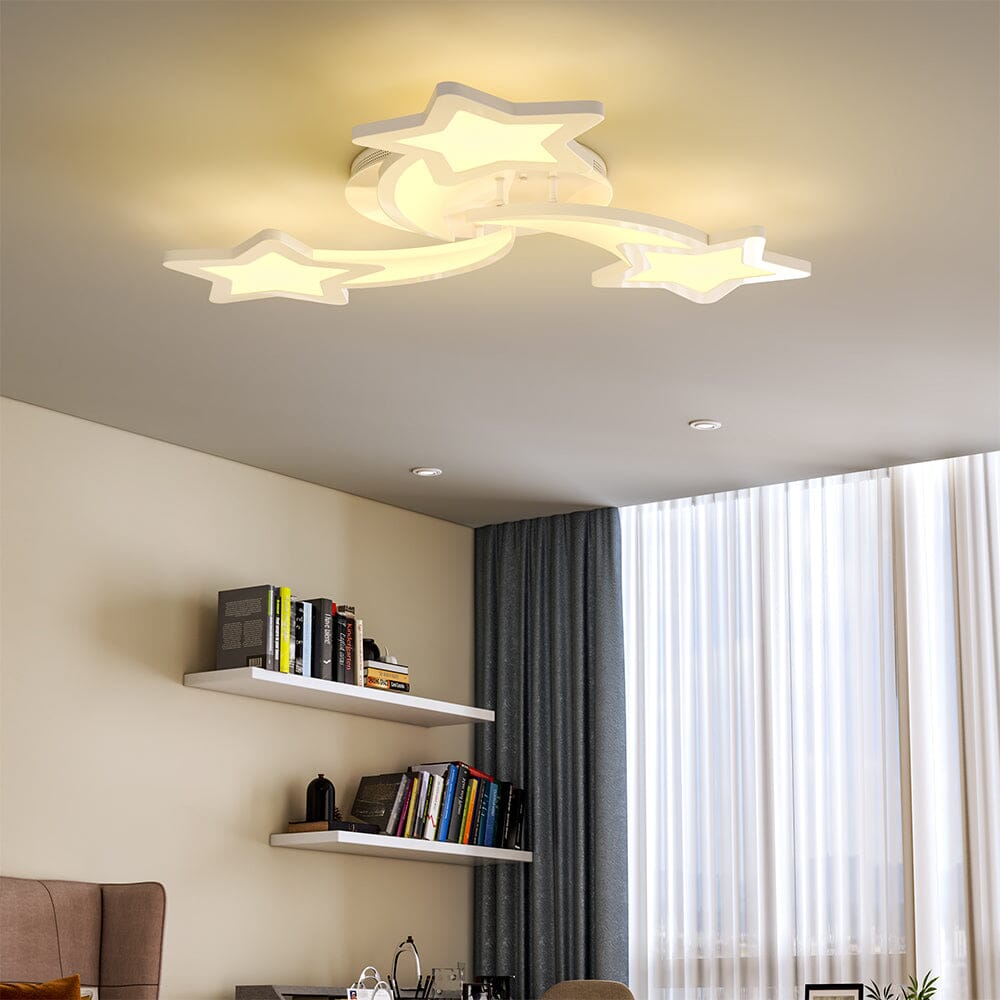 Modern LED Ceiling Light with Star Lampshades Ceiling Lights Living and Home W 60 x L 60 x H 6.5 cm Dimmable (Warm Glow)