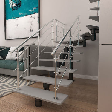 240cm Floor Mount Stainless Steel Handrail for Slopes and Stairs Handrails Living and Home 3 cross bar