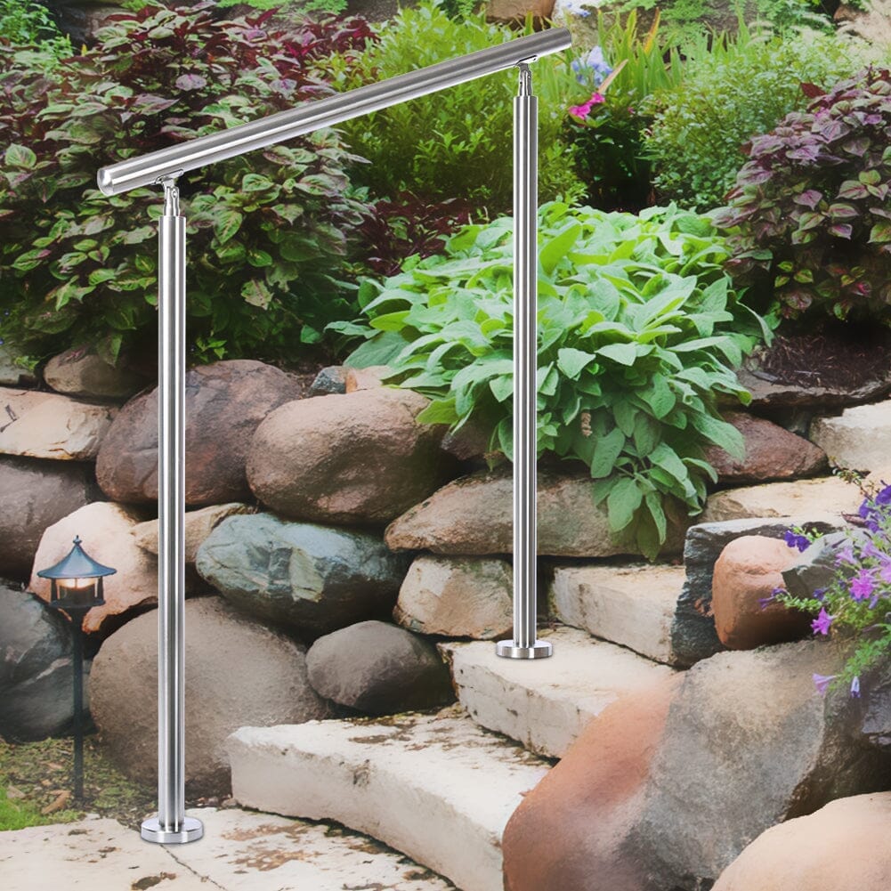 150cm Wide Silver Floor Mount Stainless Steel Handrail for Slopes and Stairs Handrails Living and Home