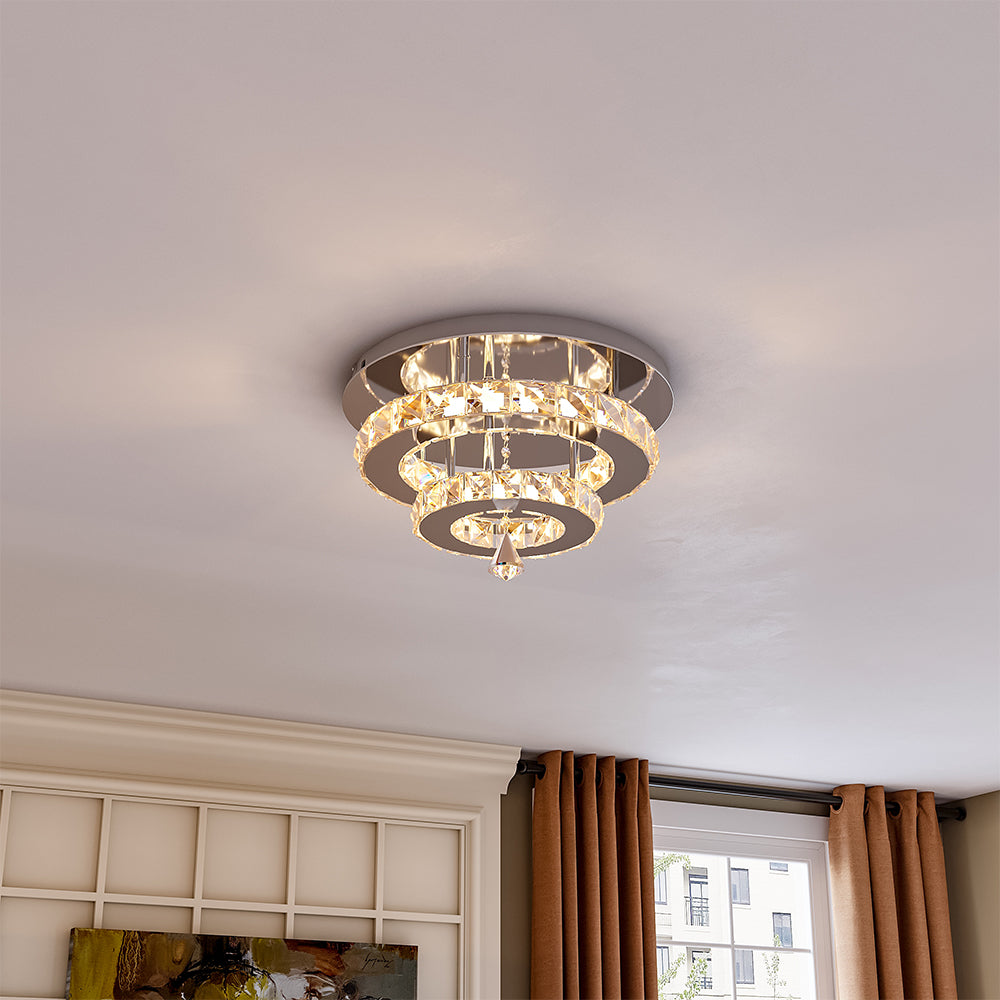 Stacked LED Ceiling Light with Crystal Rims Ceiling Lights Living and Home