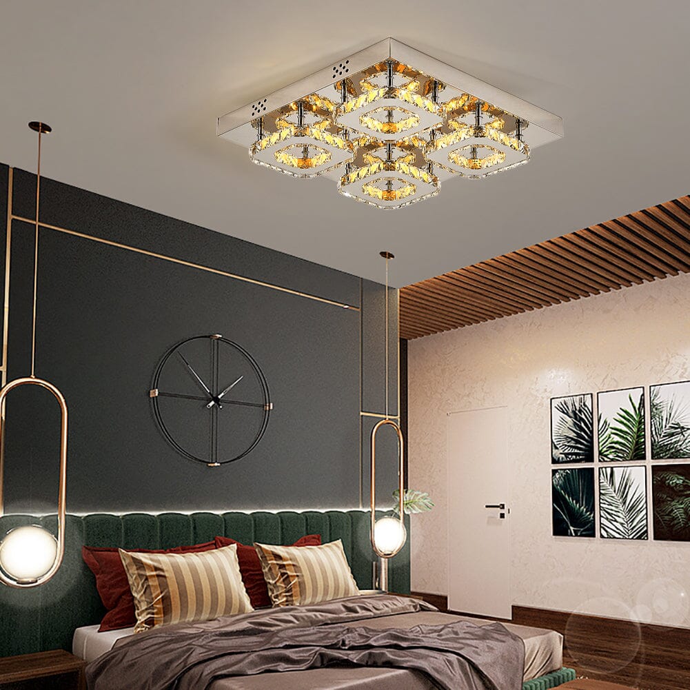 68 W Square LED Ceiling Light with Crystal Dimmable Warm Light Ceiling Lights Living and Home