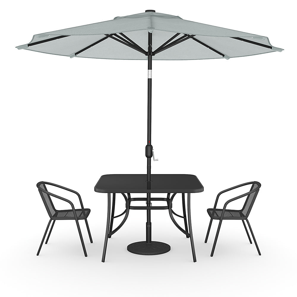 Garden Square Tempered Glass Table and Rattan Chairs Garden Dining Sets