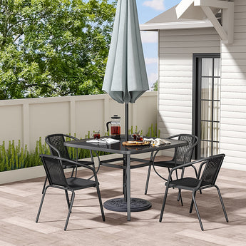 Garden Square Tempered Glass Table and Rattan Chairs Garden Dining Sets   W 105 x L 105 x H 70.5cm Table with 4 Chairs 