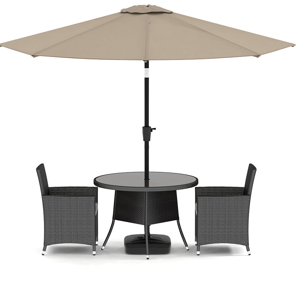 Black 2/4 - Person 105Cm Dia. Bistro Set with Cushions Outdoor Furniture Sets