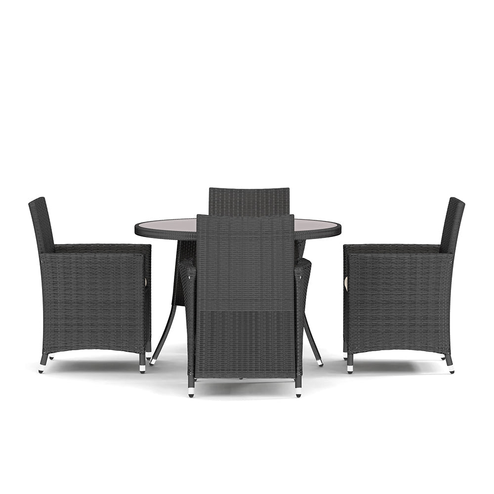 Black 2/4 - Person 105Cm Dia. Bistro Set with Cushions Outdoor Furniture Sets