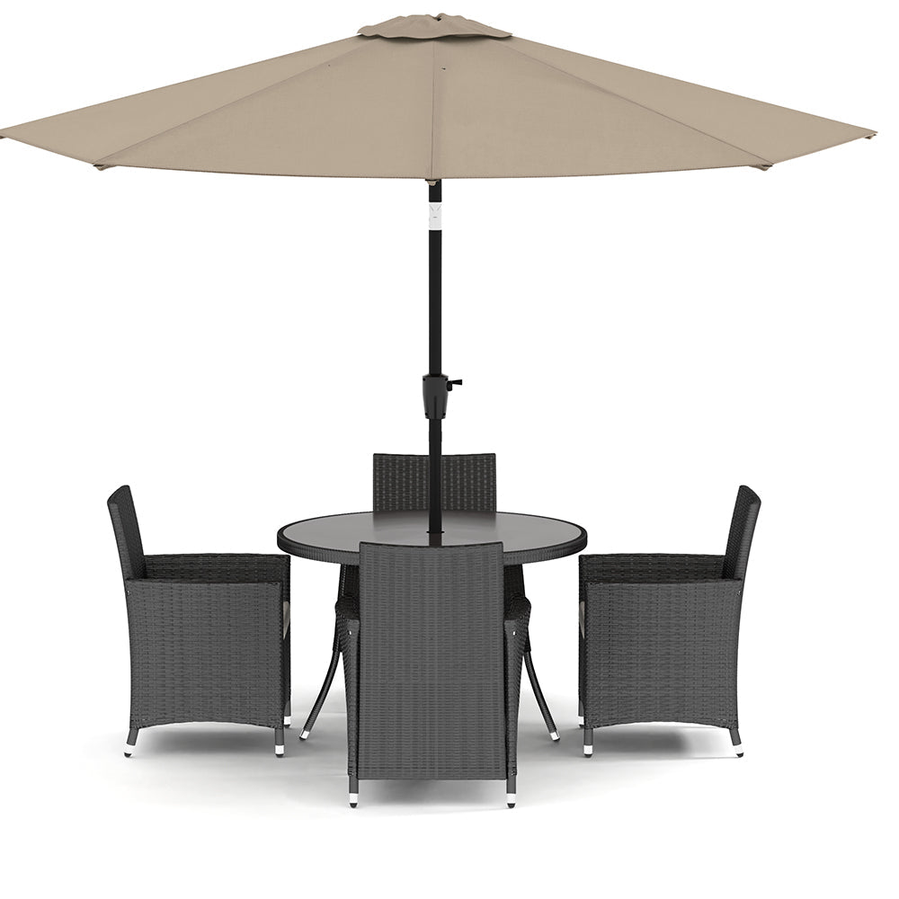 Black 2/4 - Person 105Cm Dia. Bistro Set with Cushions Outdoor Furniture Sets