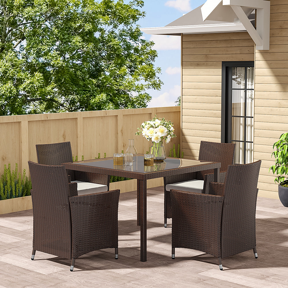 Garden Table Dining Patio Outdoor Table Black/Brown Garden Dining Table