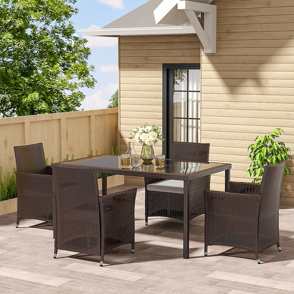 Garden Table Dining Patio Outdoor Table Black/Brown Garden Dining Table