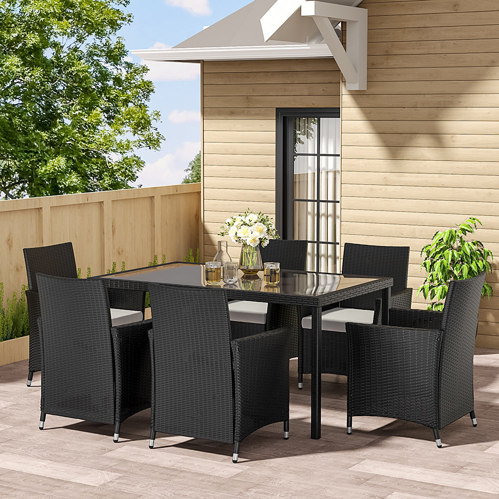 Garden Table Dining Patio Outdoor Table Black/Brown Garden Dining Table