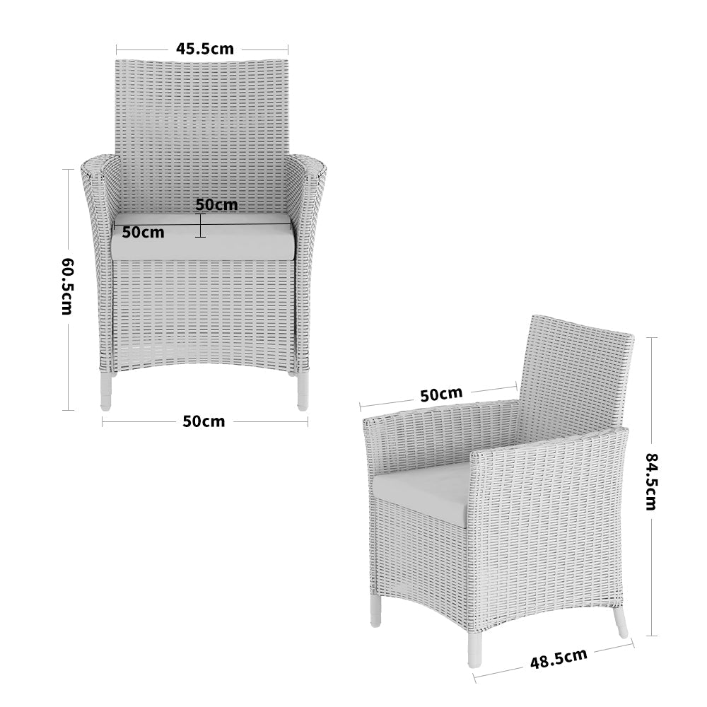 Black 2/4 - Person 105Cm Dia. Bistro Set with Cushions Outdoor Furniture Sets
