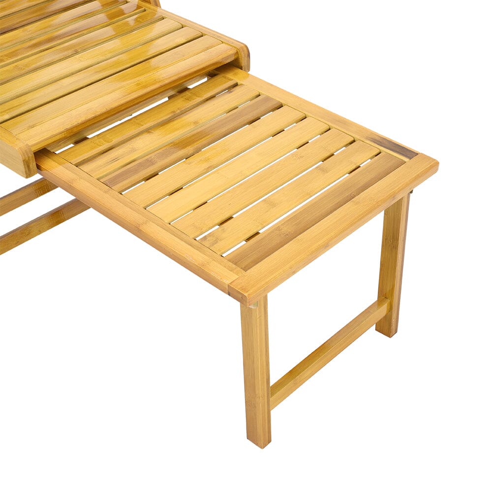 Foldable Bamboo Recliner Lounge Chair with Retractable Footrest Sun Loungers Living and Home