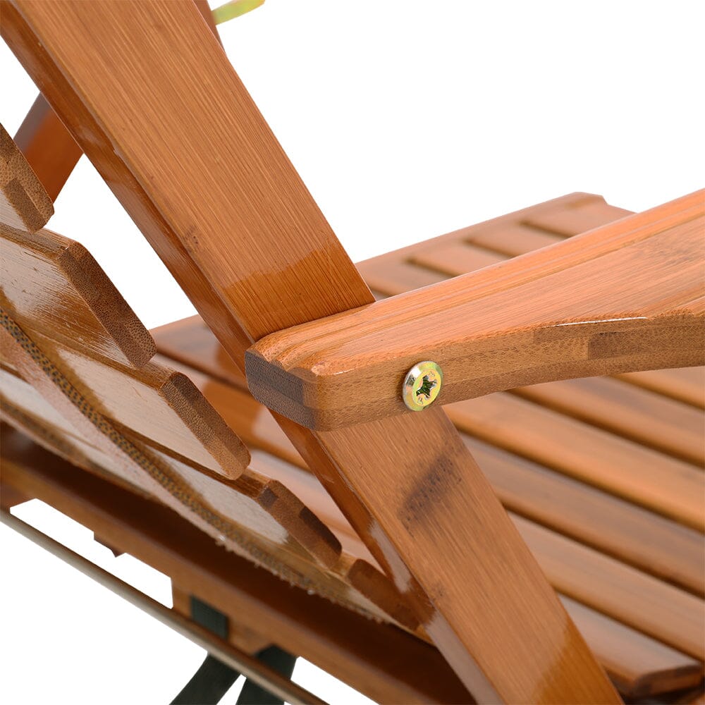 Bamboo Foldable Recliner Lounge Chair with Retractable Footrest Sun Loungers Living and Home