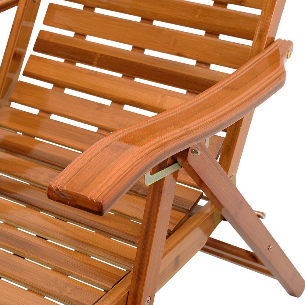 Bamboo Foldable Recliner Lounge Chair with Retractable Footrest Sun Loungers Living and Home