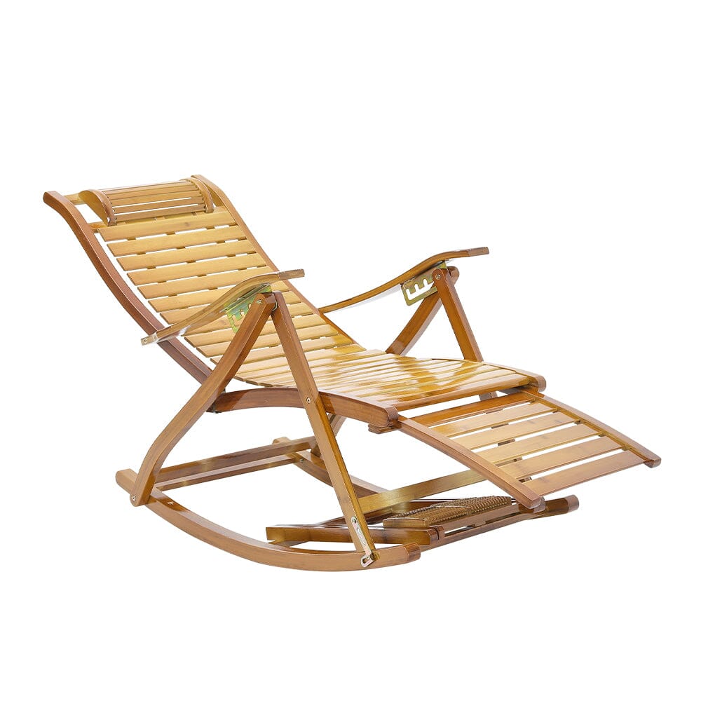 Bamboo Rocking Chair Foldable Recliner Sun Loungers Living and Home