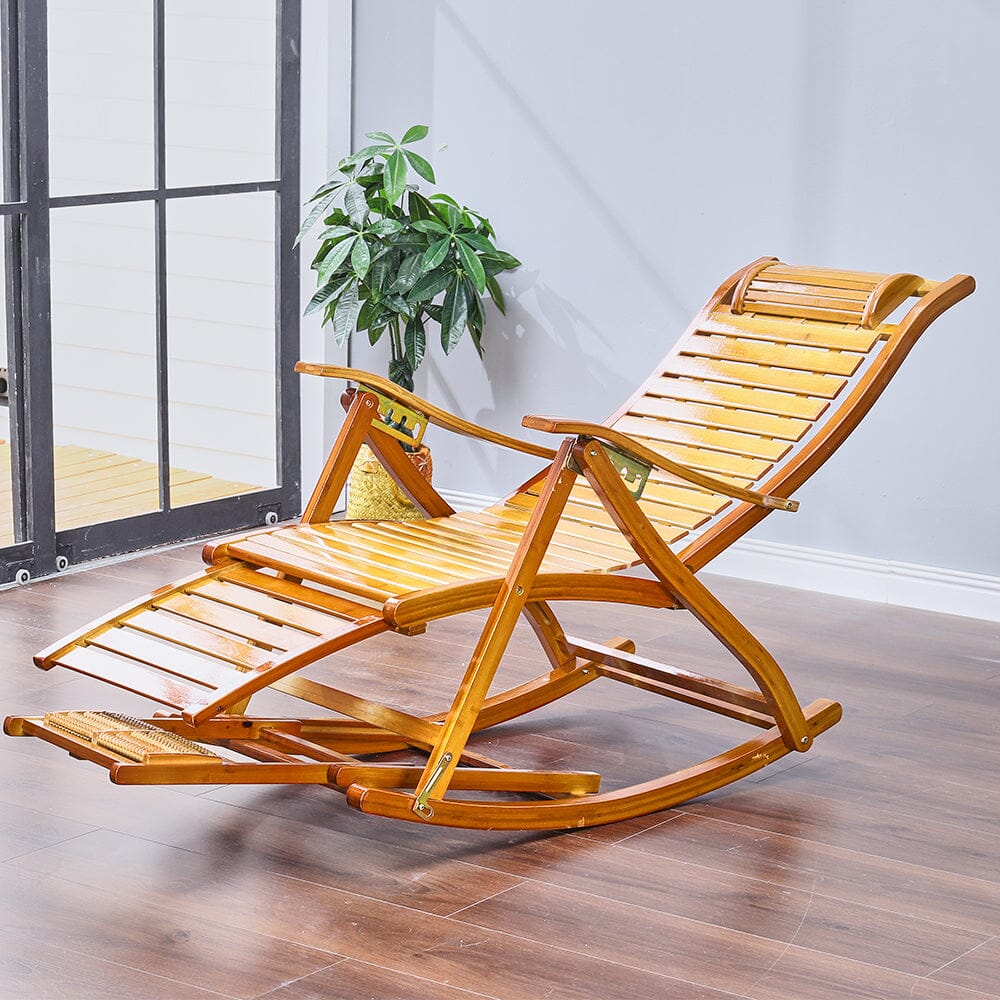 Bamboo Rocking Chair Foldable Recliner Sun Loungers Living and Home