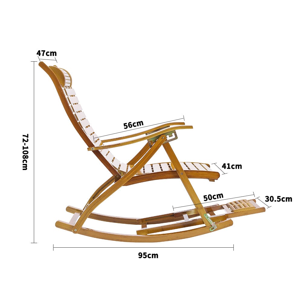 Bamboo Rocking Chair Foldable Recliner Sun Loungers Living and Home