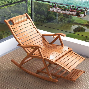 Bamboo Rocking Chair Foldable Recliner Sun Loungers Living and Home