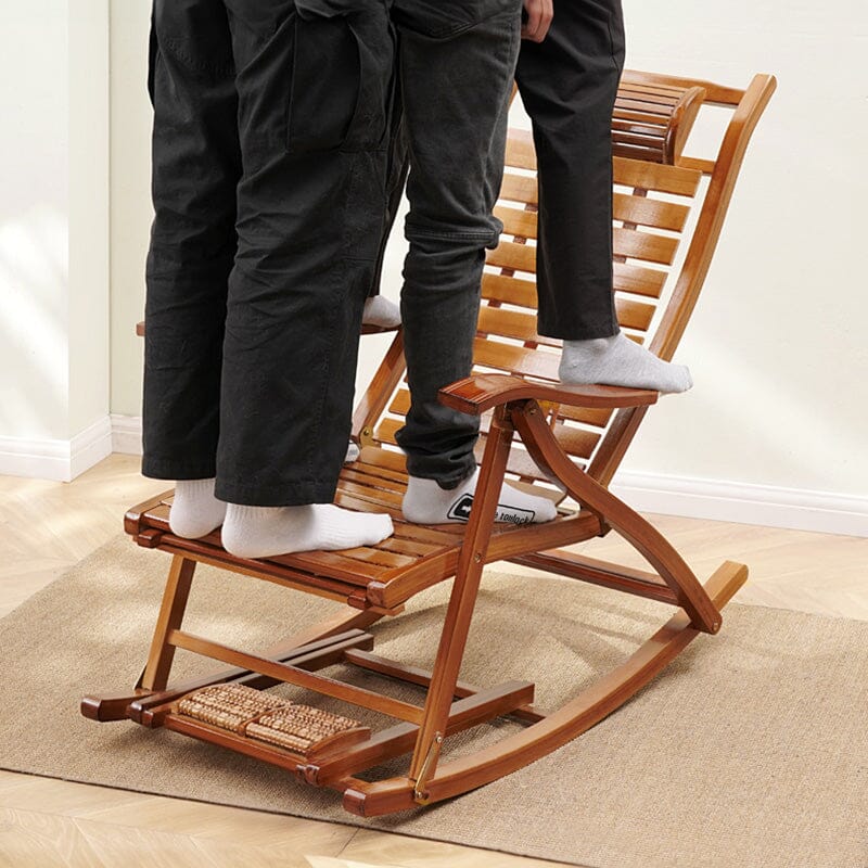 Bamboo Rocking Chair Foldable Recliner Sun Loungers Living and Home