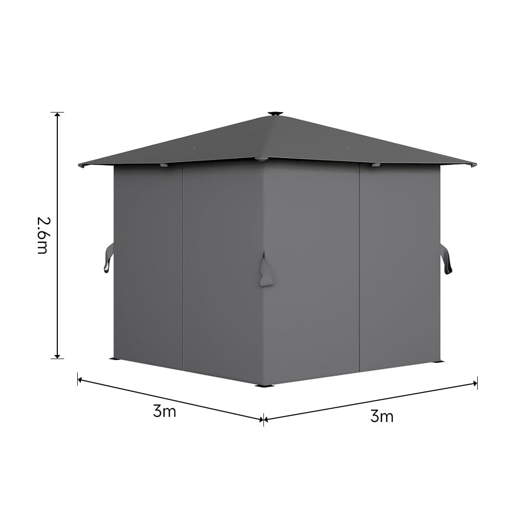 Garden Sheds 300cm Wide Metal Gazebo with Lights Canopies & Gazebos Living and Home