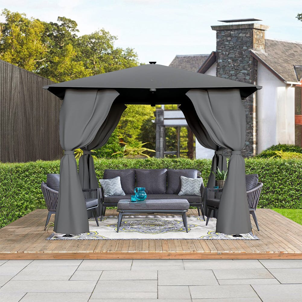 Garden Sheds 300cm Wide Metal Gazebo with Lights Canopies & Gazebos Living and Home