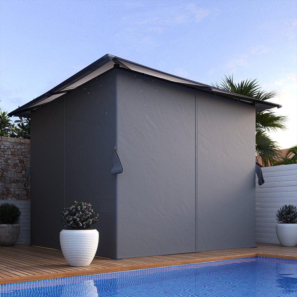 Garden Sheds 300cm Wide Metal Gazebo with Lights Canopies & Gazebos Living and Home
