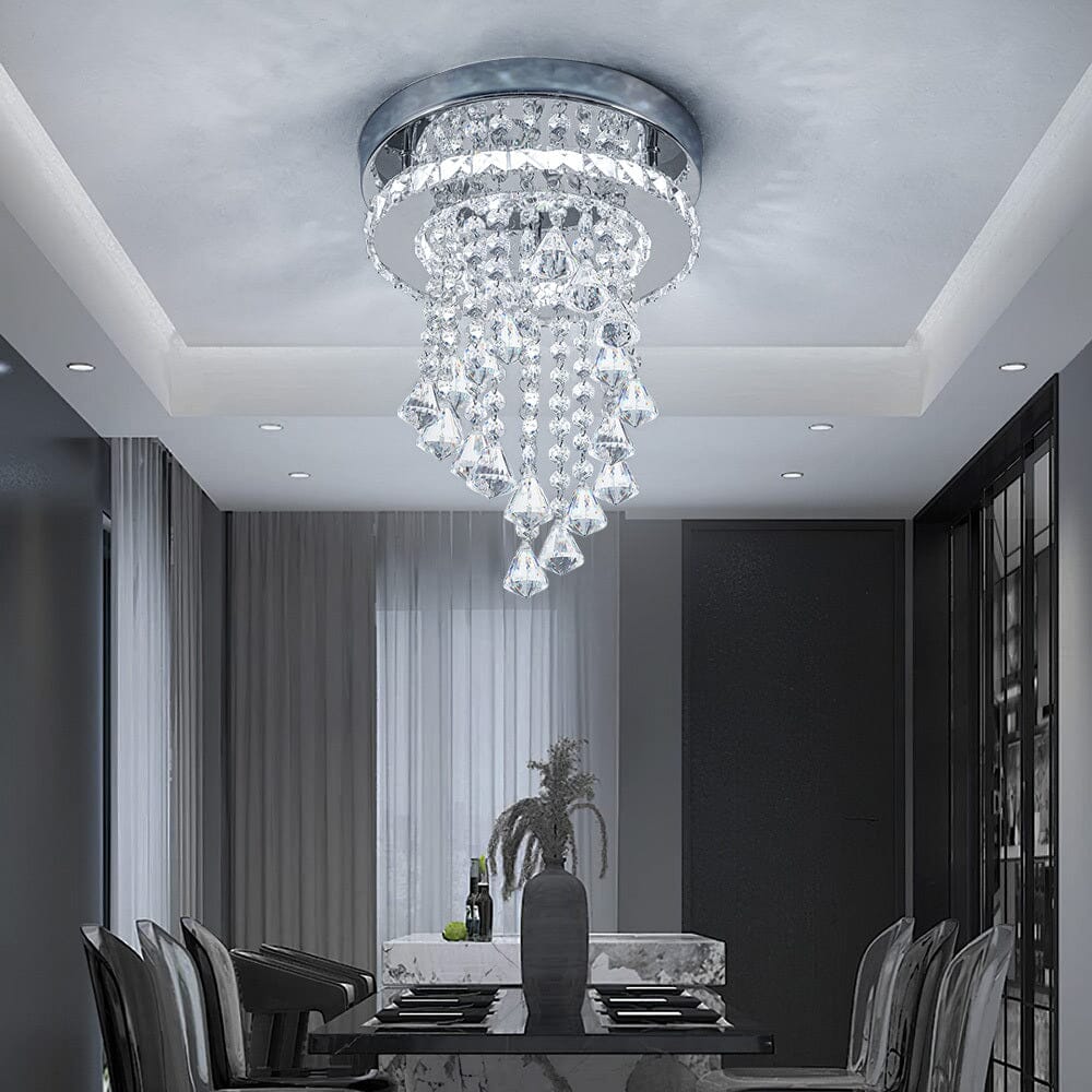 Modern Crystal Ceiling Light with Droplets Cool White Living and Home