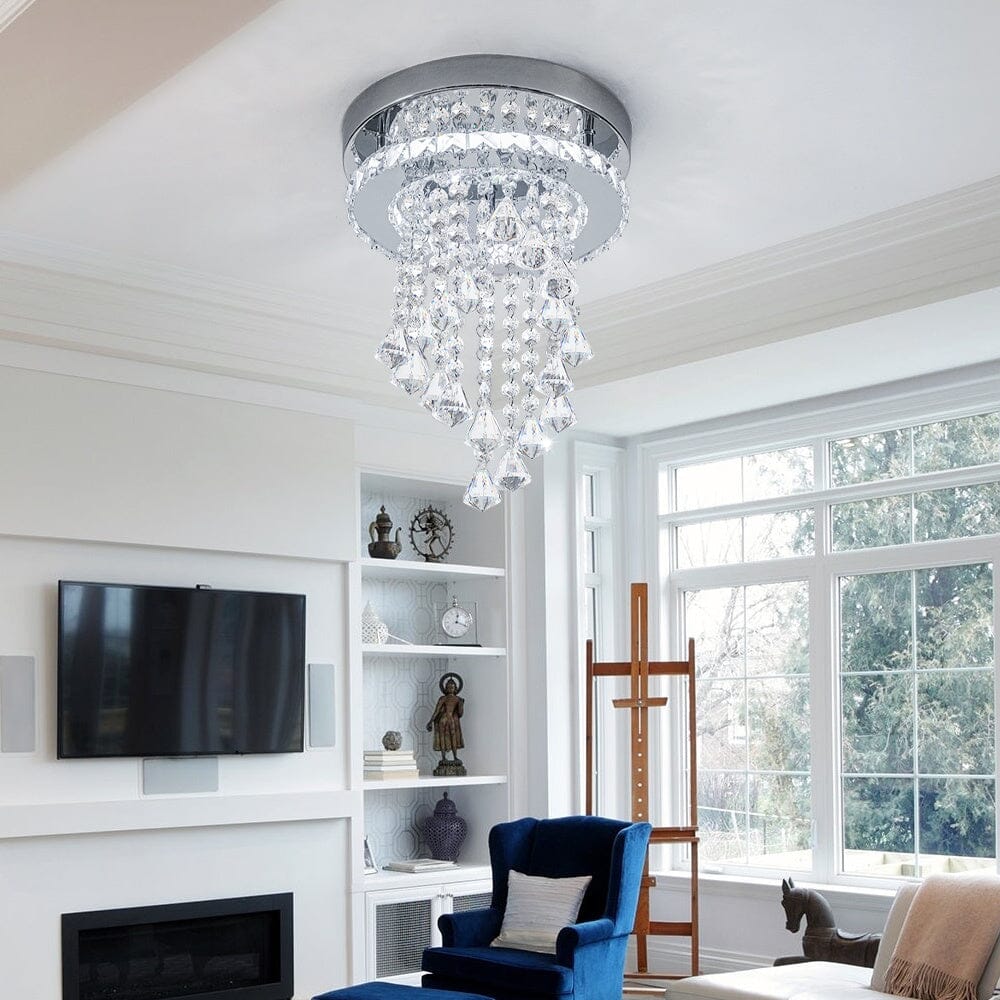 Modern Crystal Ceiling Light with Droplets Cool White Living and Home
