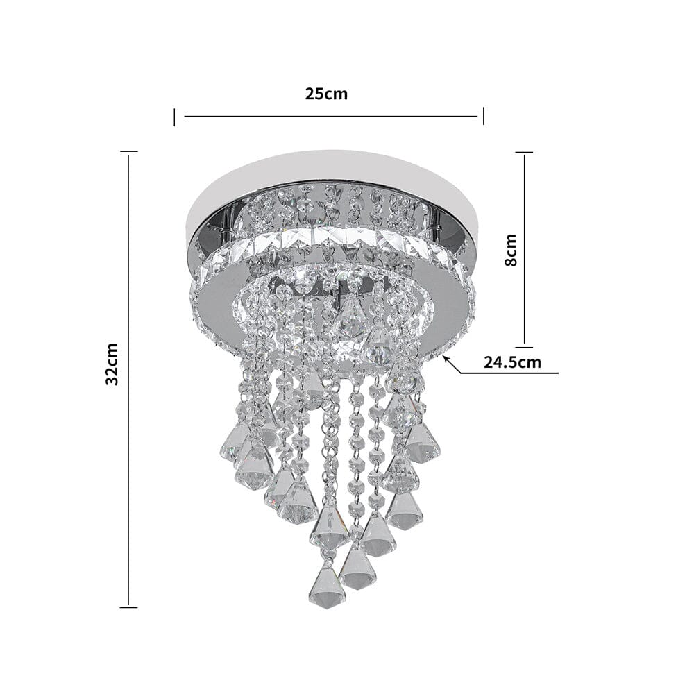 Modern Crystal Ceiling Light with Droplets Cool White Living and Home