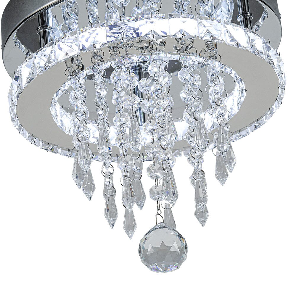 Modern Round Crystal Ceiling Light with Droplets Living and Home